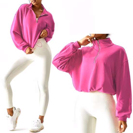 Pulôver grosso de meio zíper de fabricação chinesa, novo design personalizado, gola redonda, moletom com capuz de camurça de tamanho grande, moletons e moletons masculinos