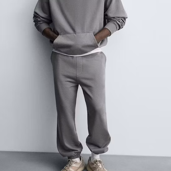 Calças de corrida de cor sólida de alta qualidade por atacado de algodão grosso streetwear calças de moletom masculinas casuais de cintura alta